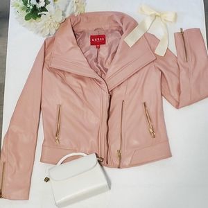 GUESS Los Angeles Light Pink Faux Leather Jacket